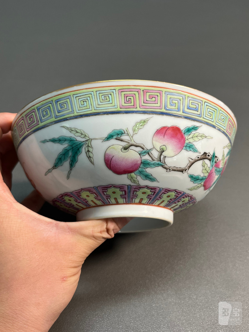 清光绪 粉彩桃纹碗 - 图6